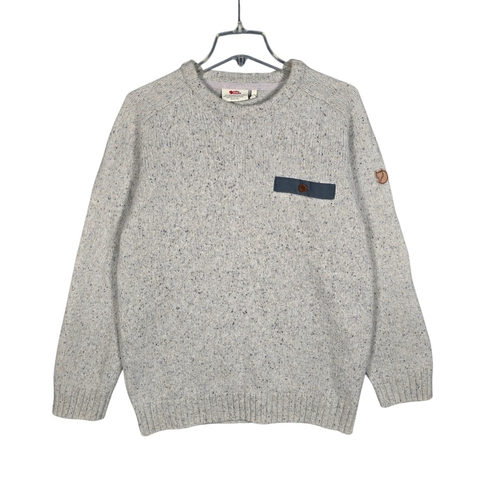 FjallRaven Lada Round Neck Sweater Men's XL Chalk White Wool Knit Huckberry